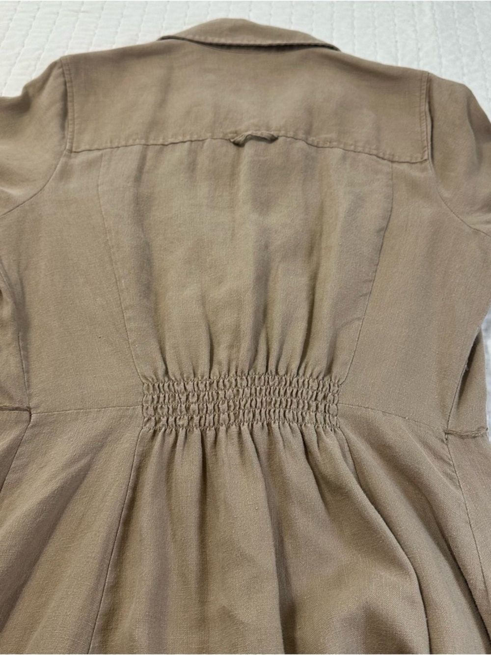 Soft Surroundings 100% Linen Tan Button-Front With Two Front Pockets Maxi Dress - Picture 12 of 14